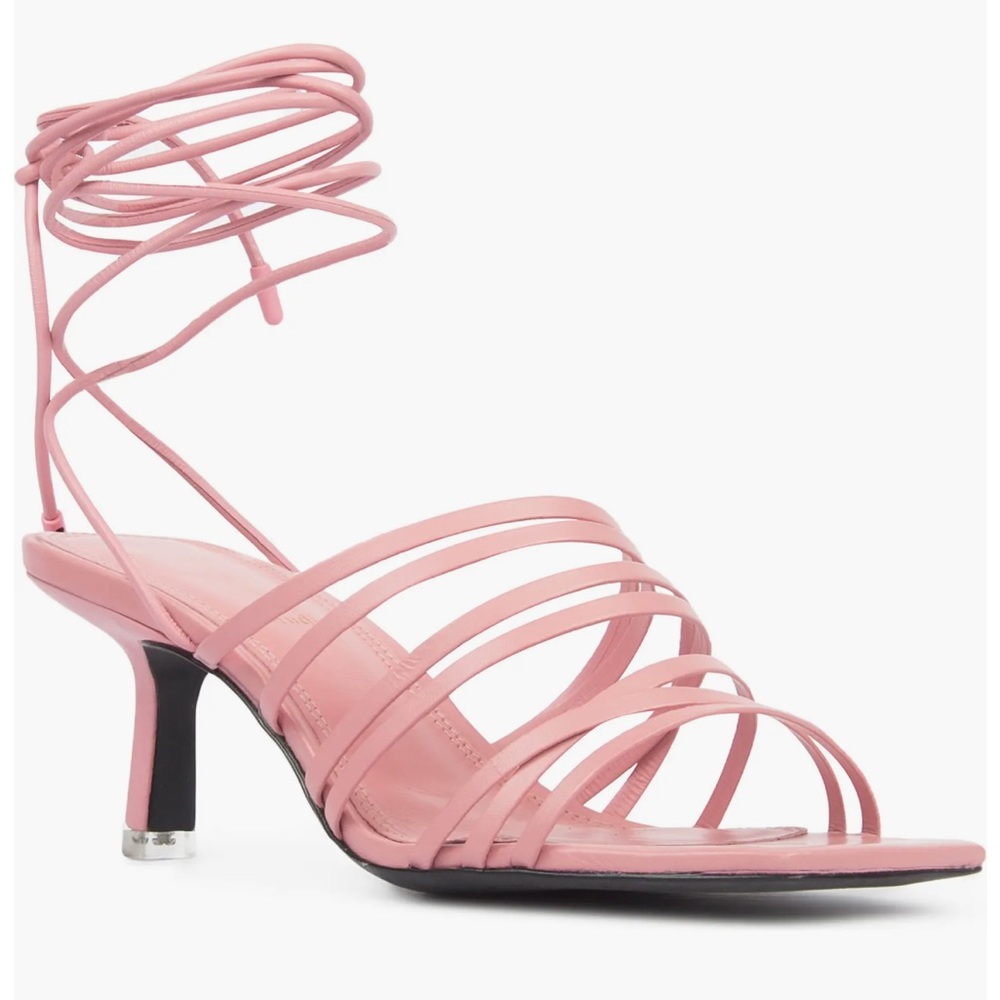 NWOB Black Suede Studio Franca Strappy Sandal in Dark Blush Leather SZ 38